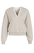 YAYA Pure Cashmere V-neck Sweatshirt