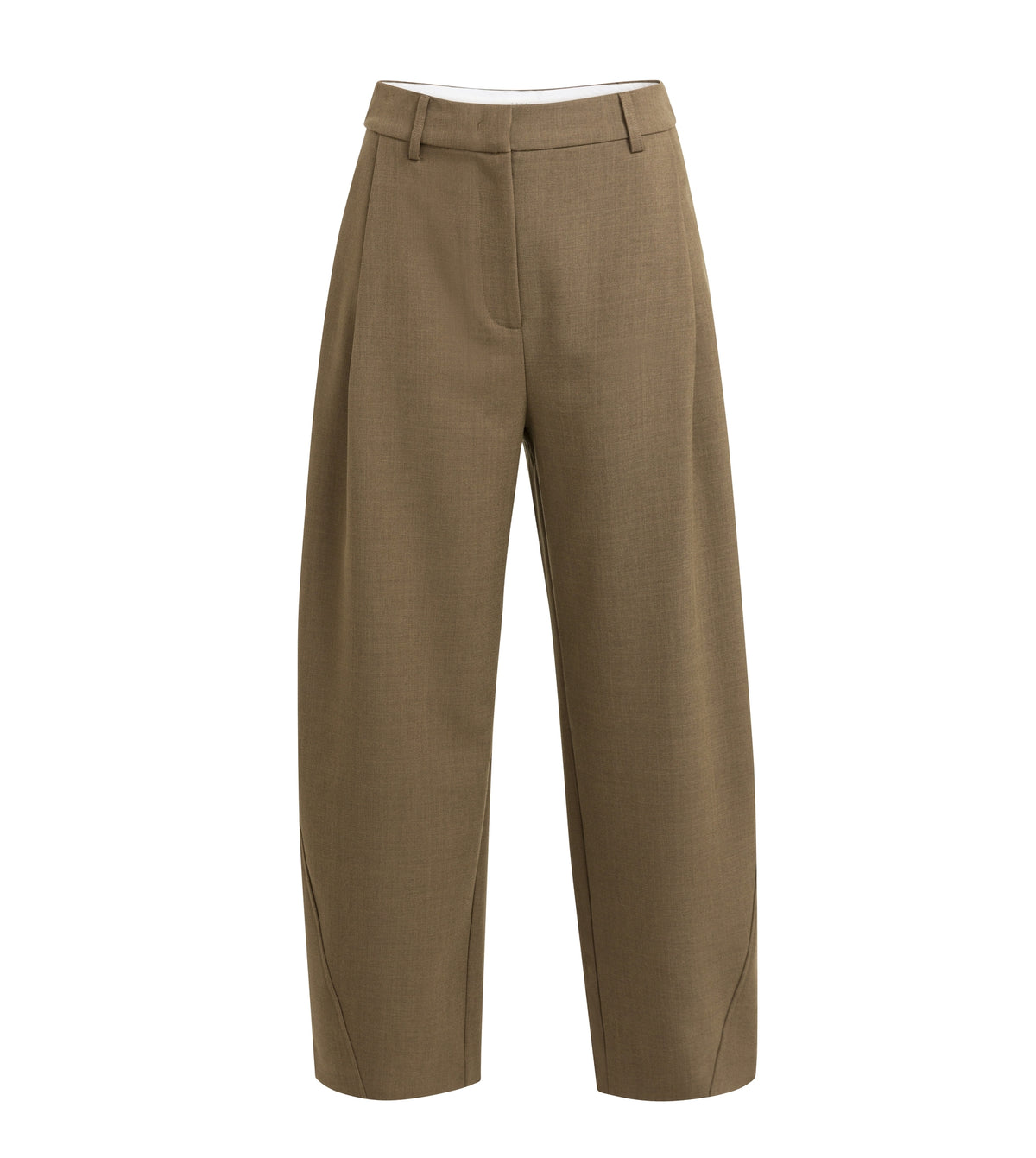 YAYA Teak Woven Barrel-leg trouser