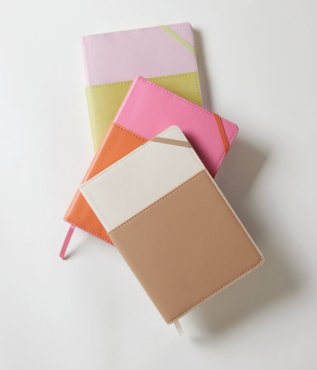 Vegan Leather Pocket Journal - Pink & Chili