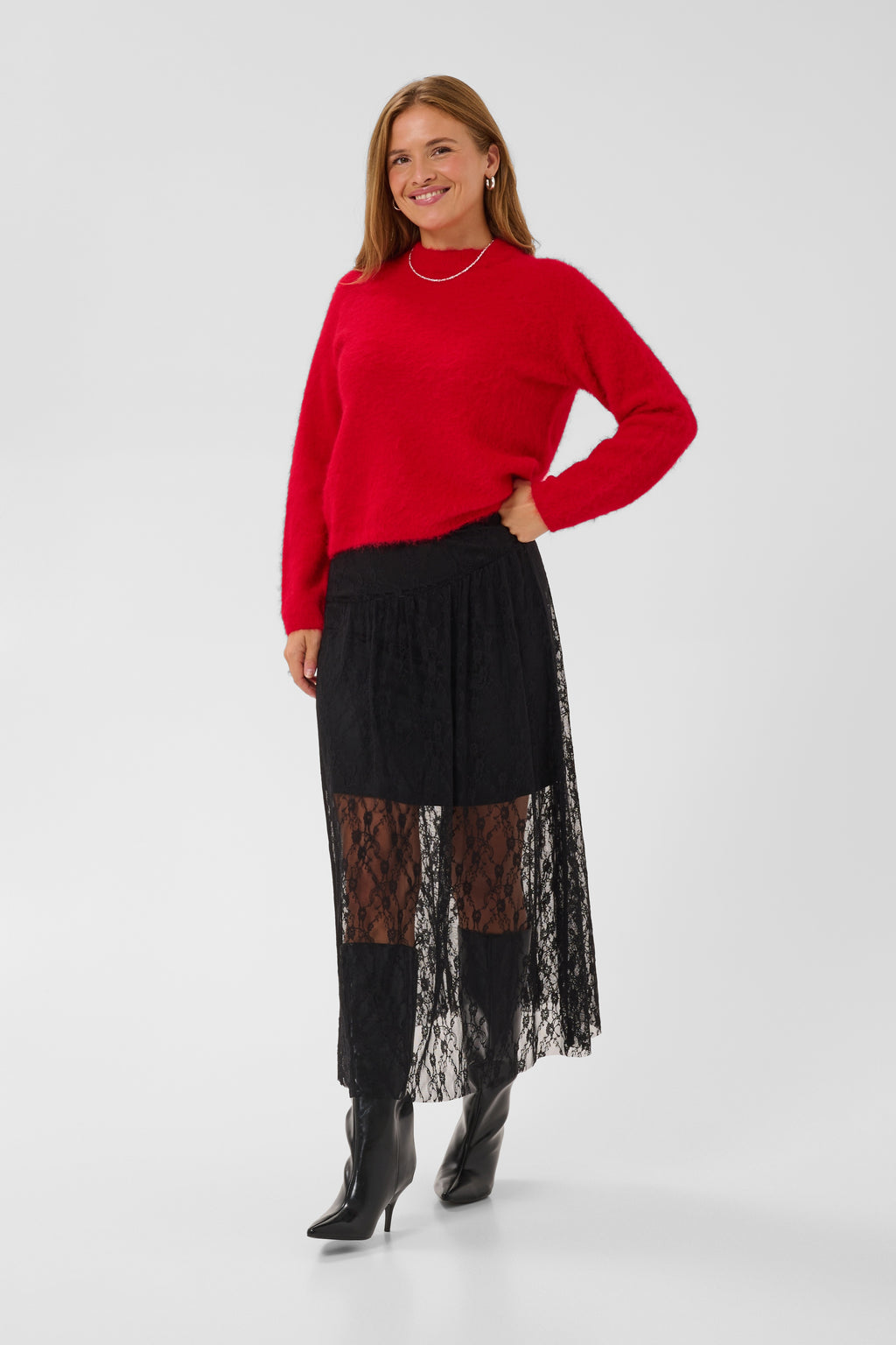 KAFFE Red Jordan Knit Pullover