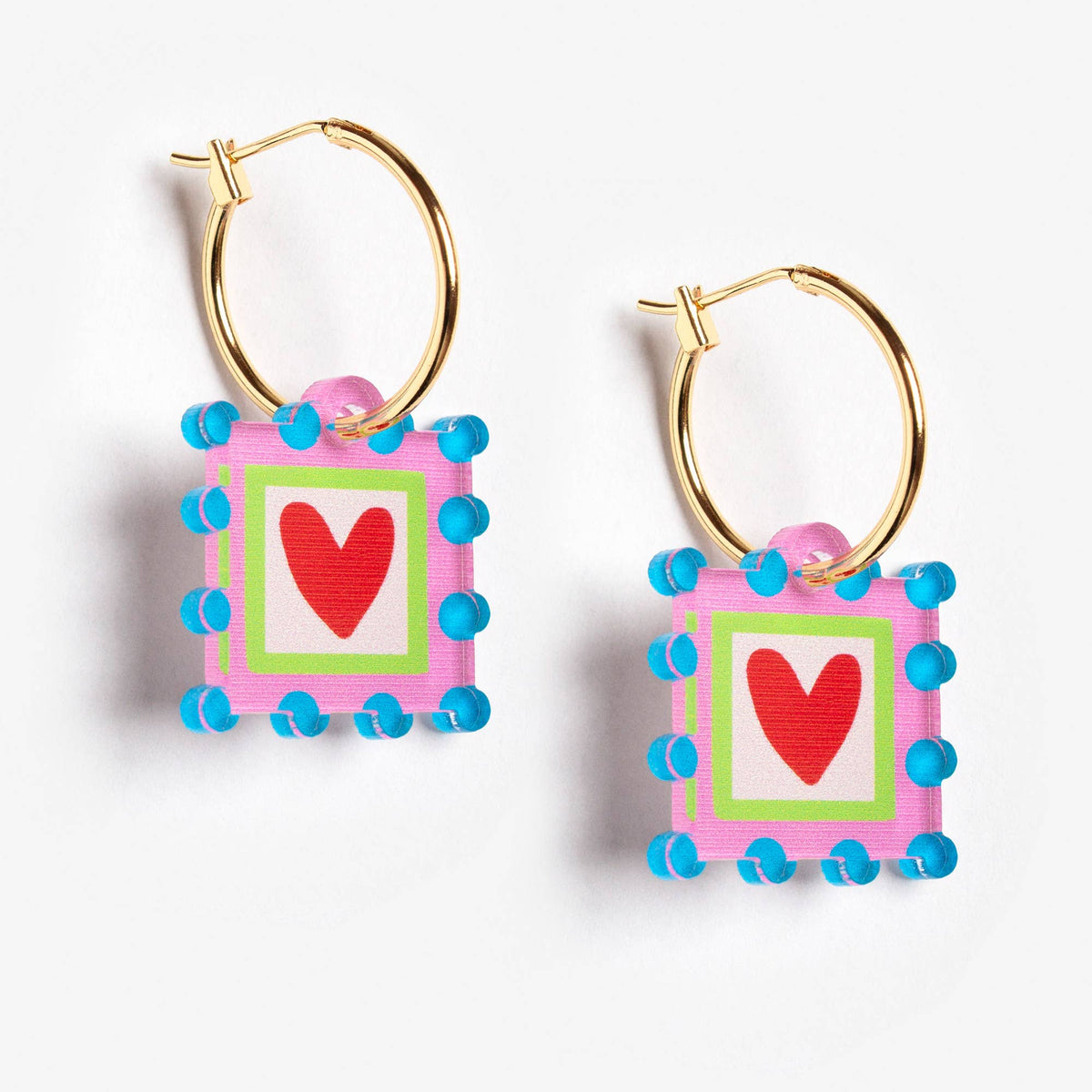 Natalie Lea Owen Square Heart Hoop Earring