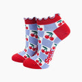 Cherry Checkerboard Bamboo Trainer Socks in Blue: UK 3-7 | EU 36-40 | US 5-9