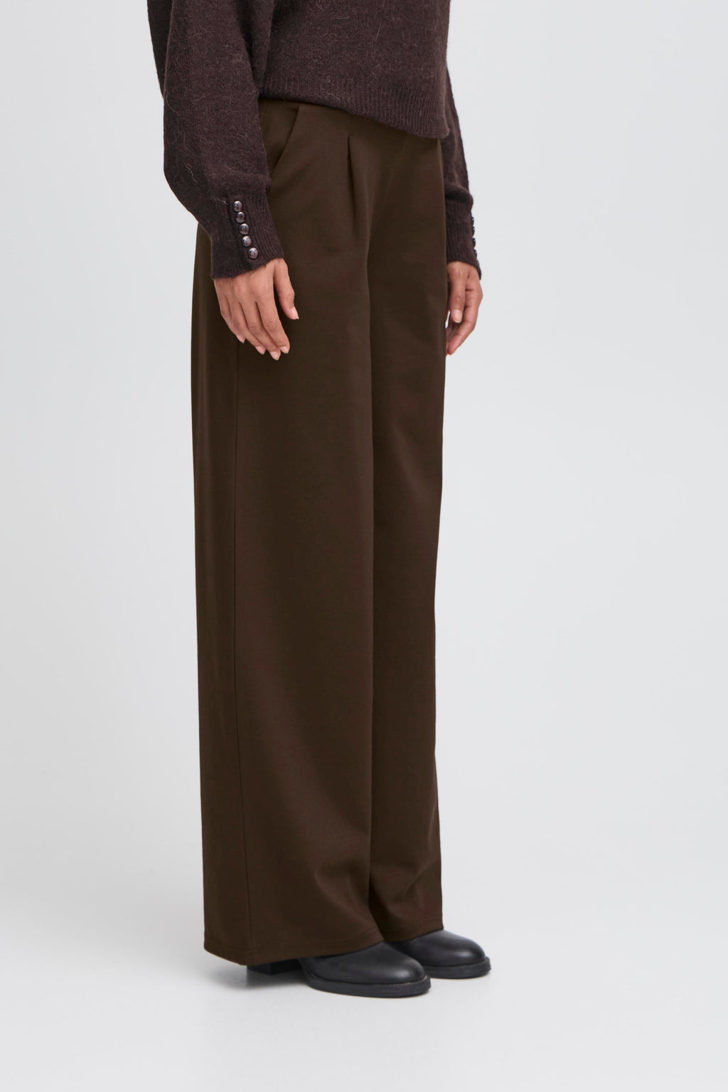 ICHI KATE WIDE TROUSER CHOCOLATE