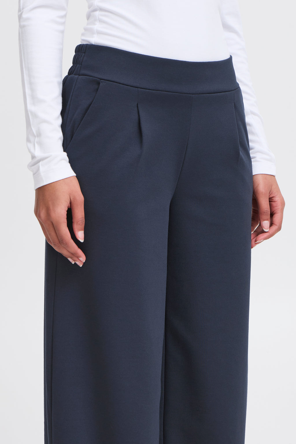 ICHI KATE WIDE TROUSER NAVY