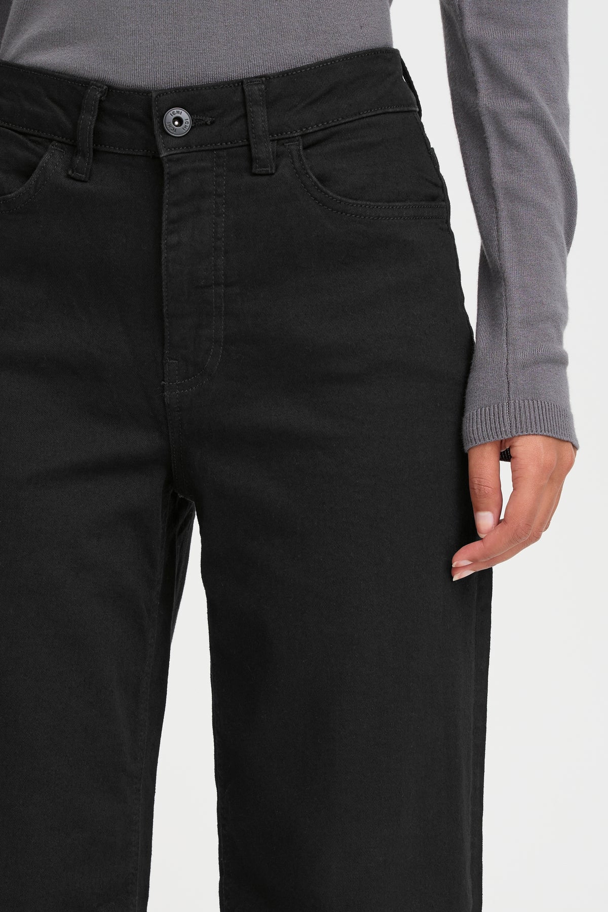 ICHI WIGGY WIDE LEG JEANS BLACK