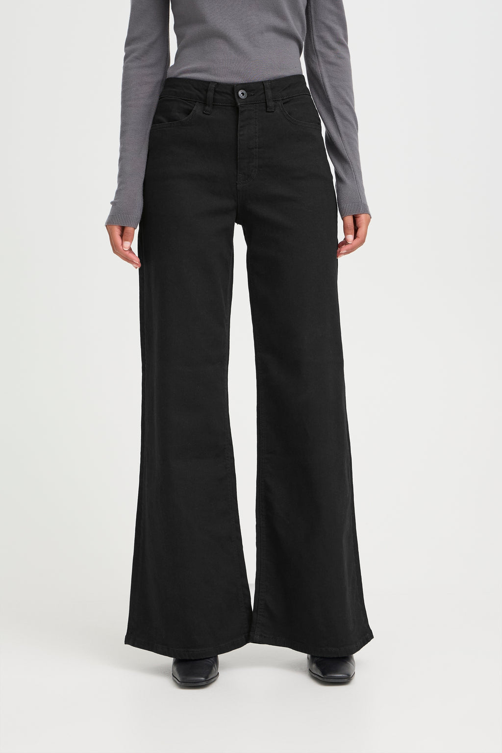 ICHI WIGGY WIDE LEG JEANS BLACK