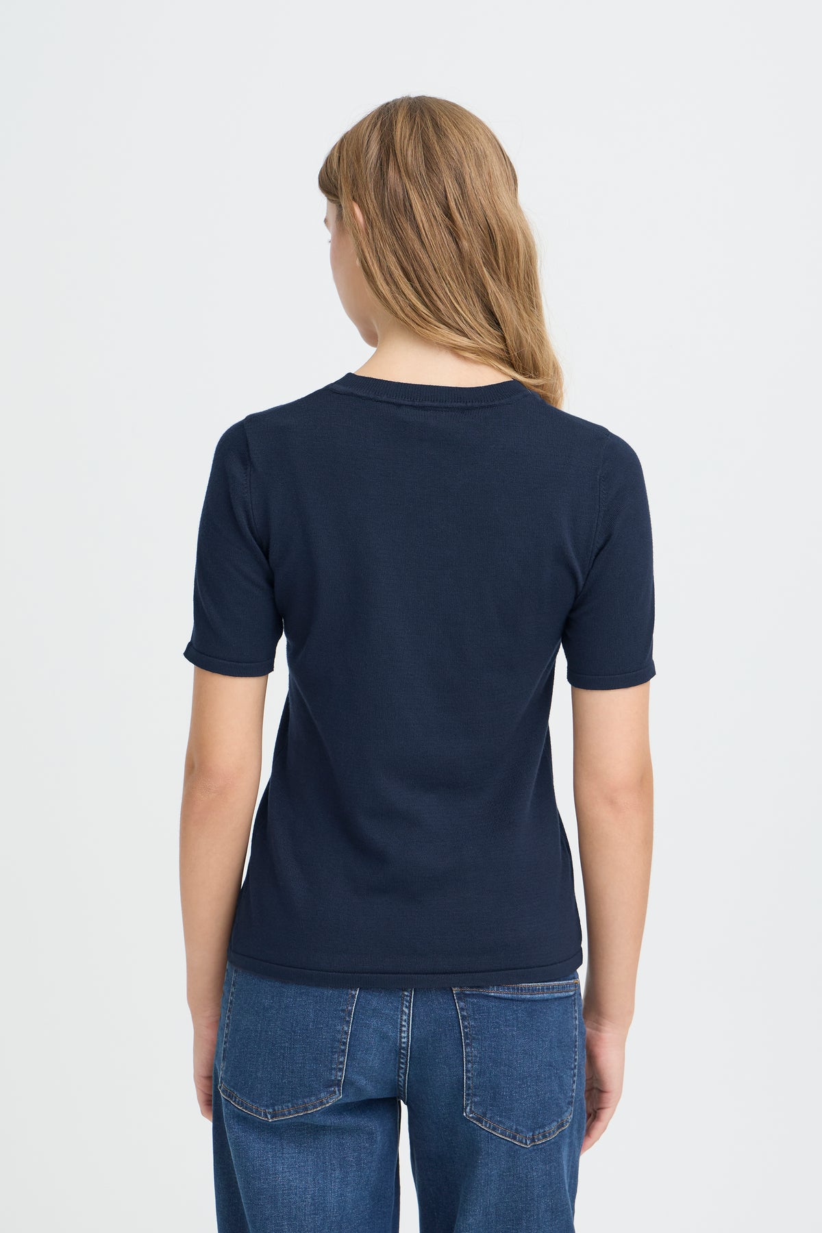ICHI LULS O-NECK PULLOVER NAVY