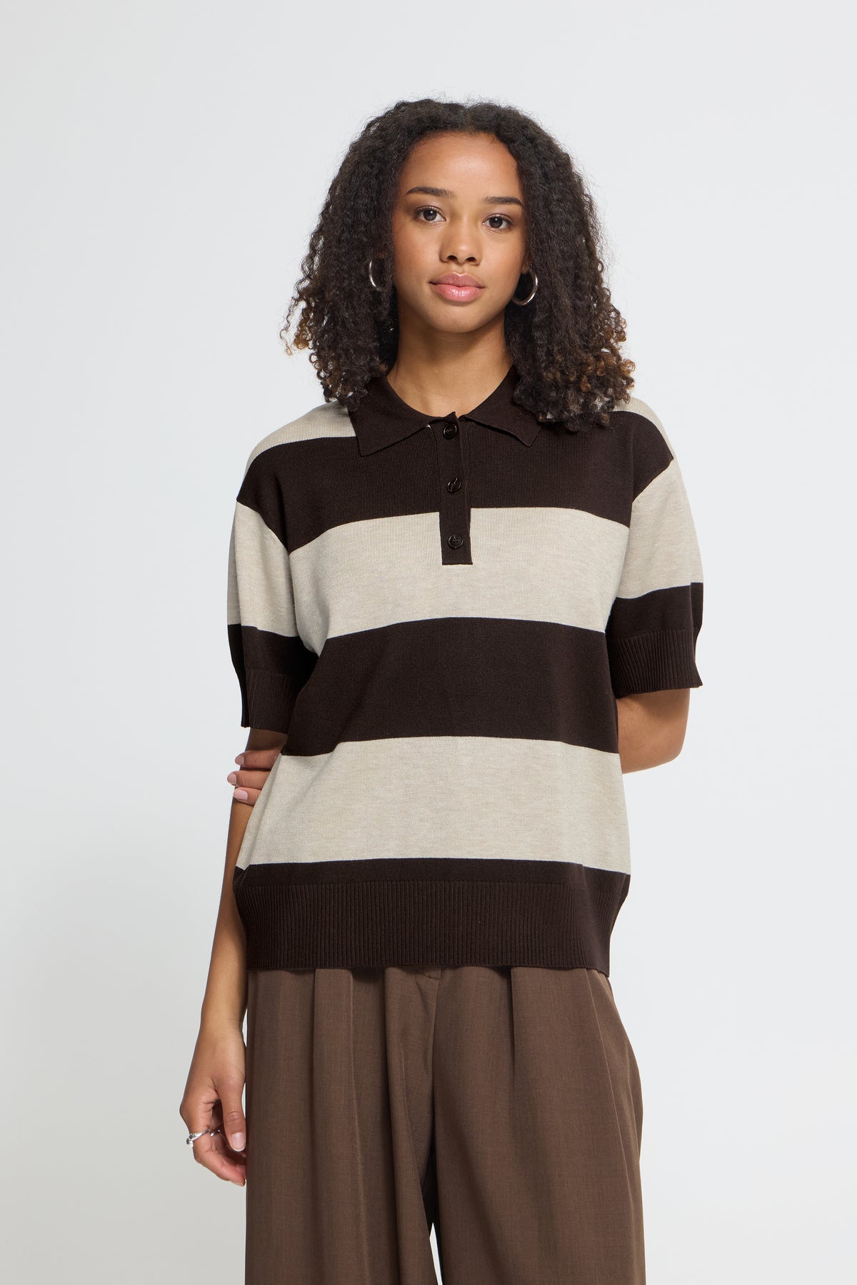 ICHI LULS LOOSE PULLOVER STRIPE