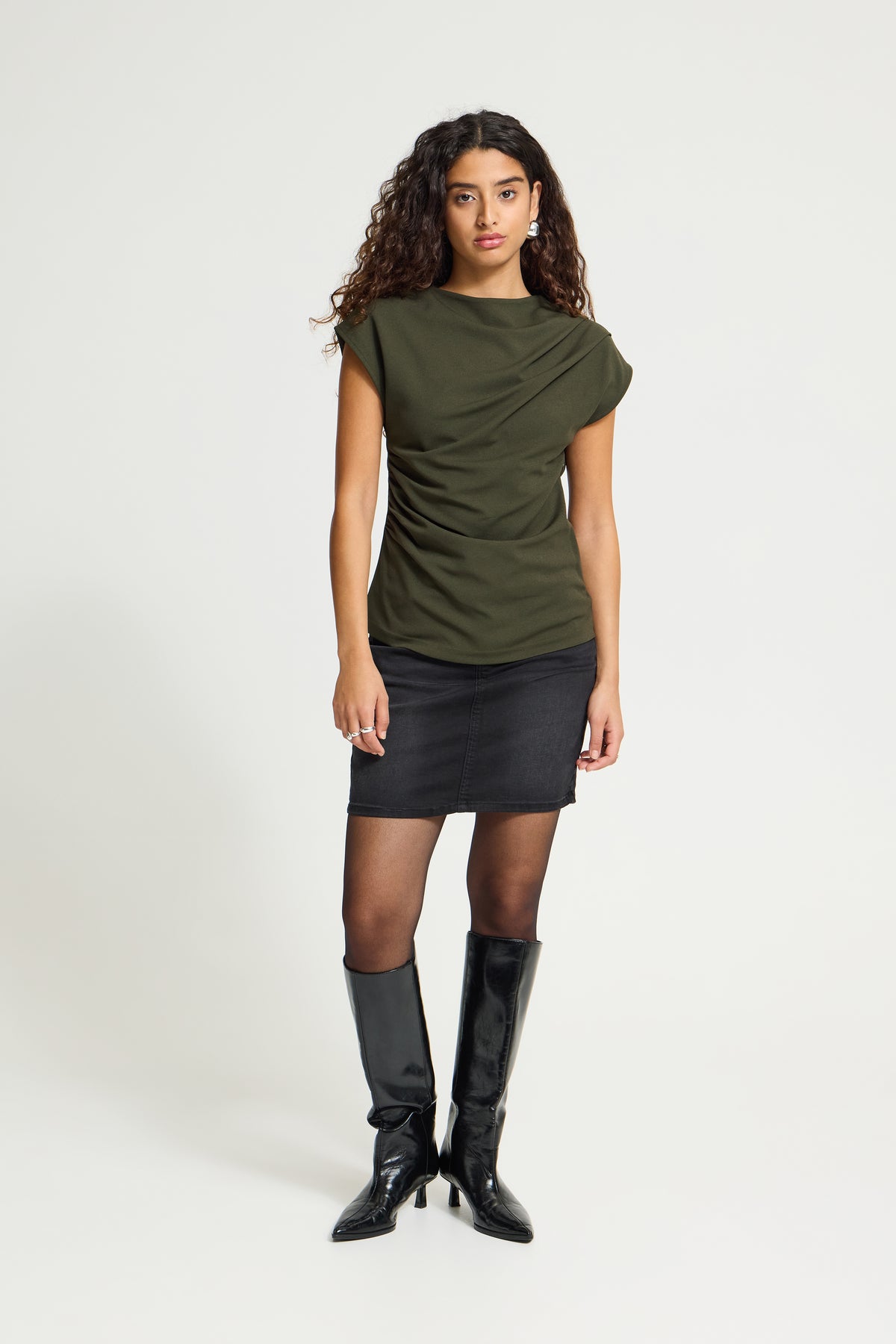 ICHI Katine Khaki Top