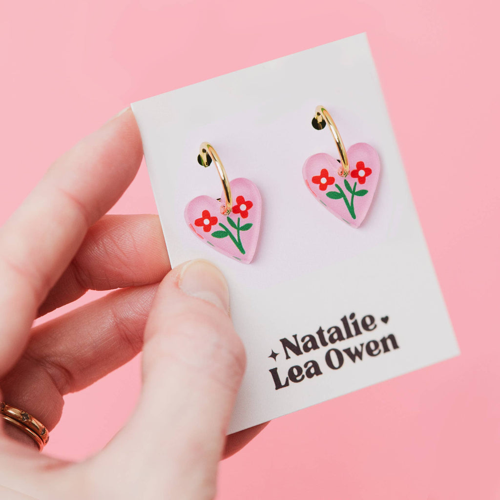 Natalie Lea Owen Pink Heart Earring