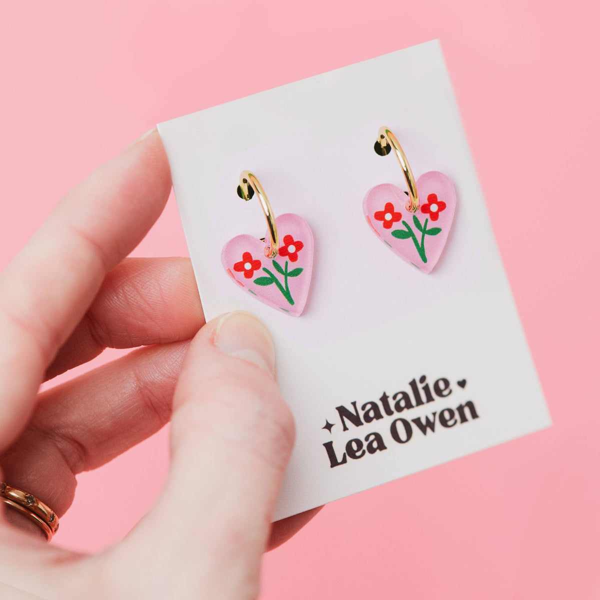 Natalie Lea Owen Pink Heart Earring