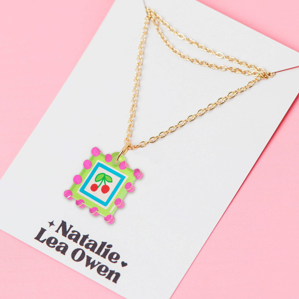 Natalie Lea Owen Square Cherry Necklace