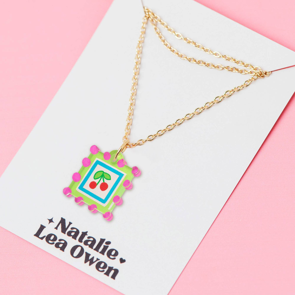 Natalie Lea Owen Square Cherry Necklace