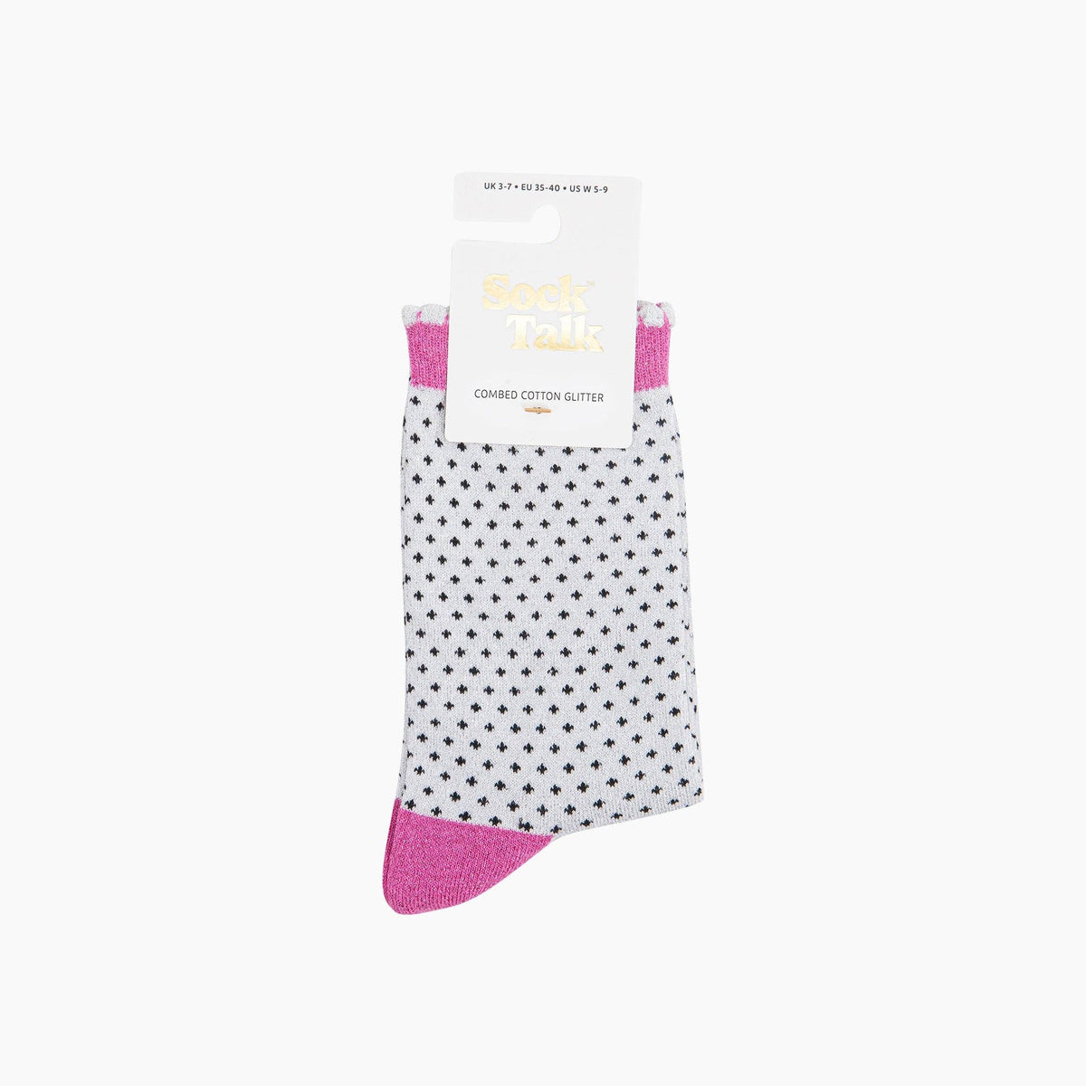 Polka Dots Combed Cotton Glitter Socks in Light grey: UK 3-7 | EU 36-40 | US 5-9