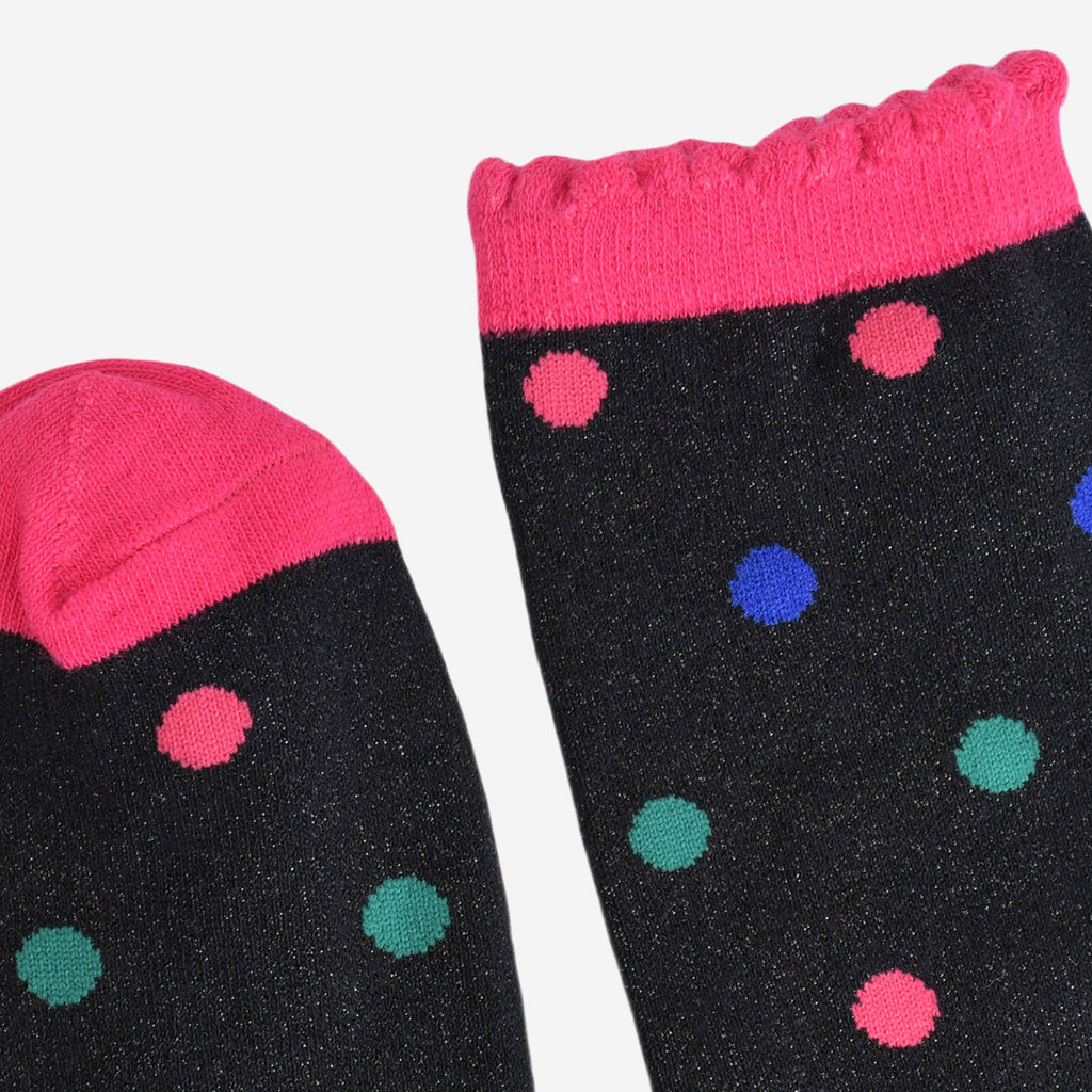 Spotted Cotton Glitter Socks in Black/Multi: UK 3-7 | EU 36-40 | US 5-9