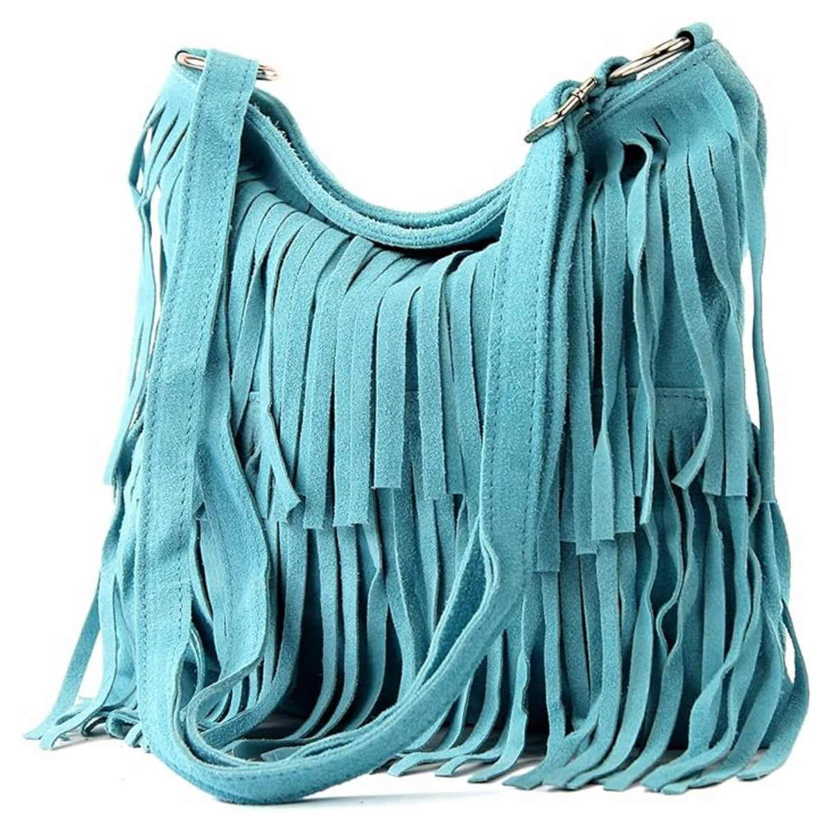 Wine Italian Leather Tassle Crossbody Bag
