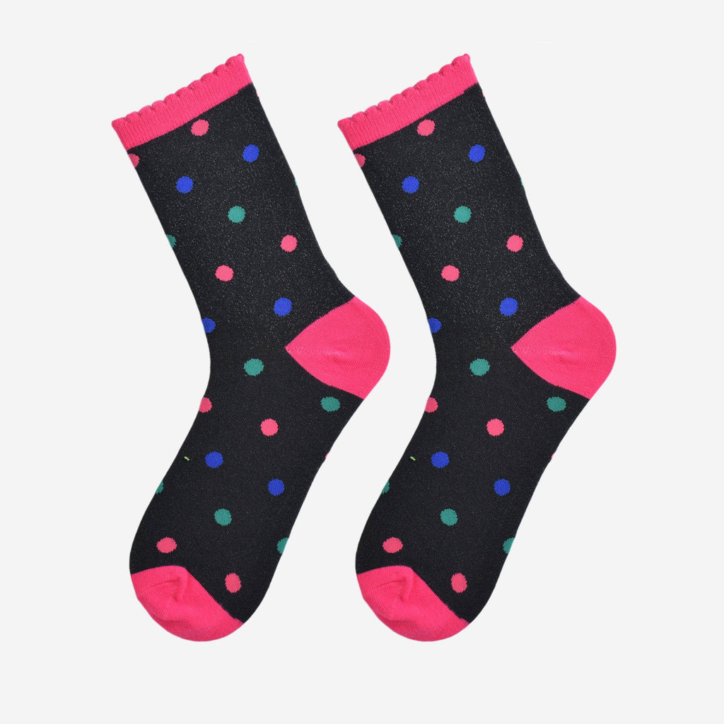 Spotted Cotton Glitter Socks in Black/Multi: UK 3-7 | EU 36-40 | US 5-9