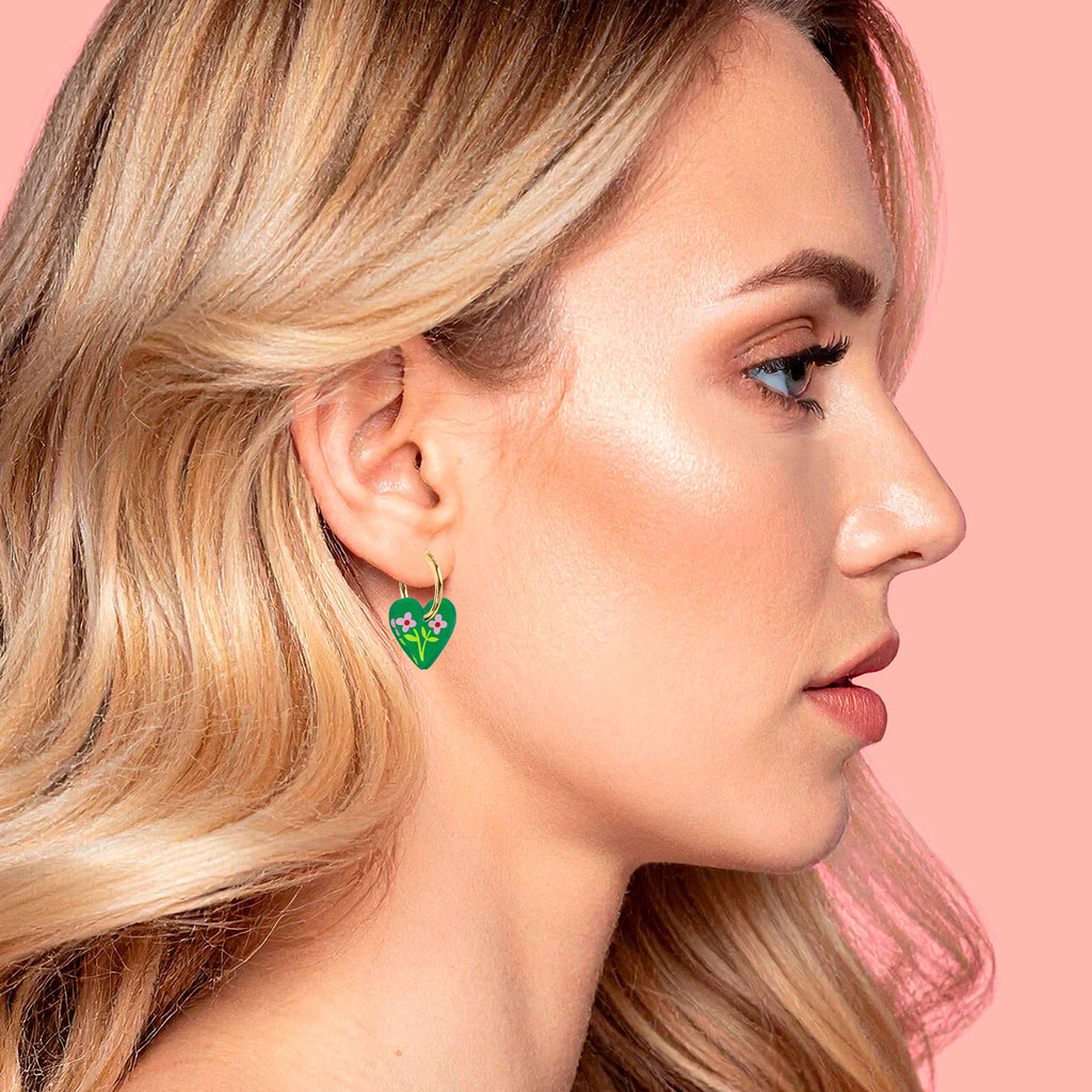 Natalie Lea Owen Green Heart Earring