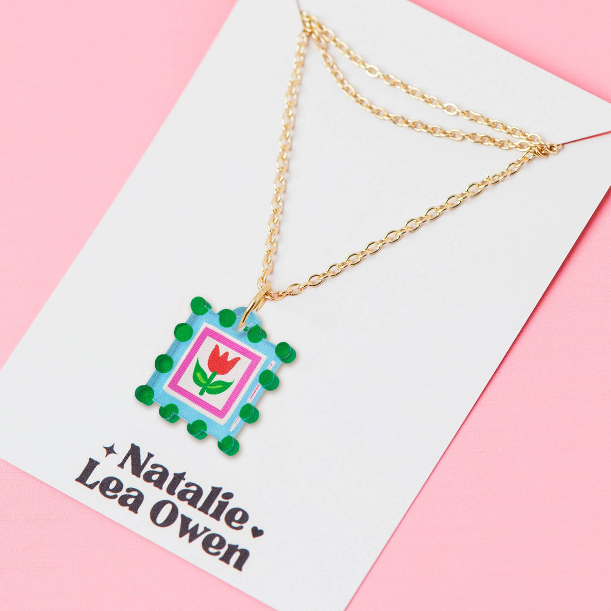 Natalie Lea Owen Square Flower Necklace