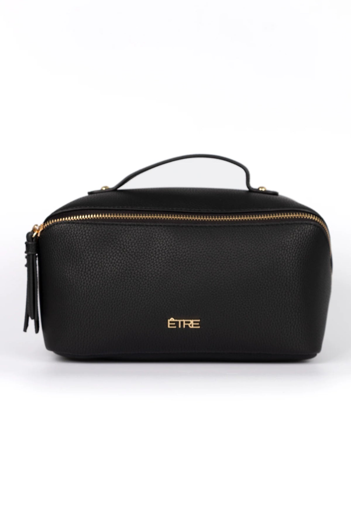 Mila Vanity Case - Black, Pebbled Faux Leather