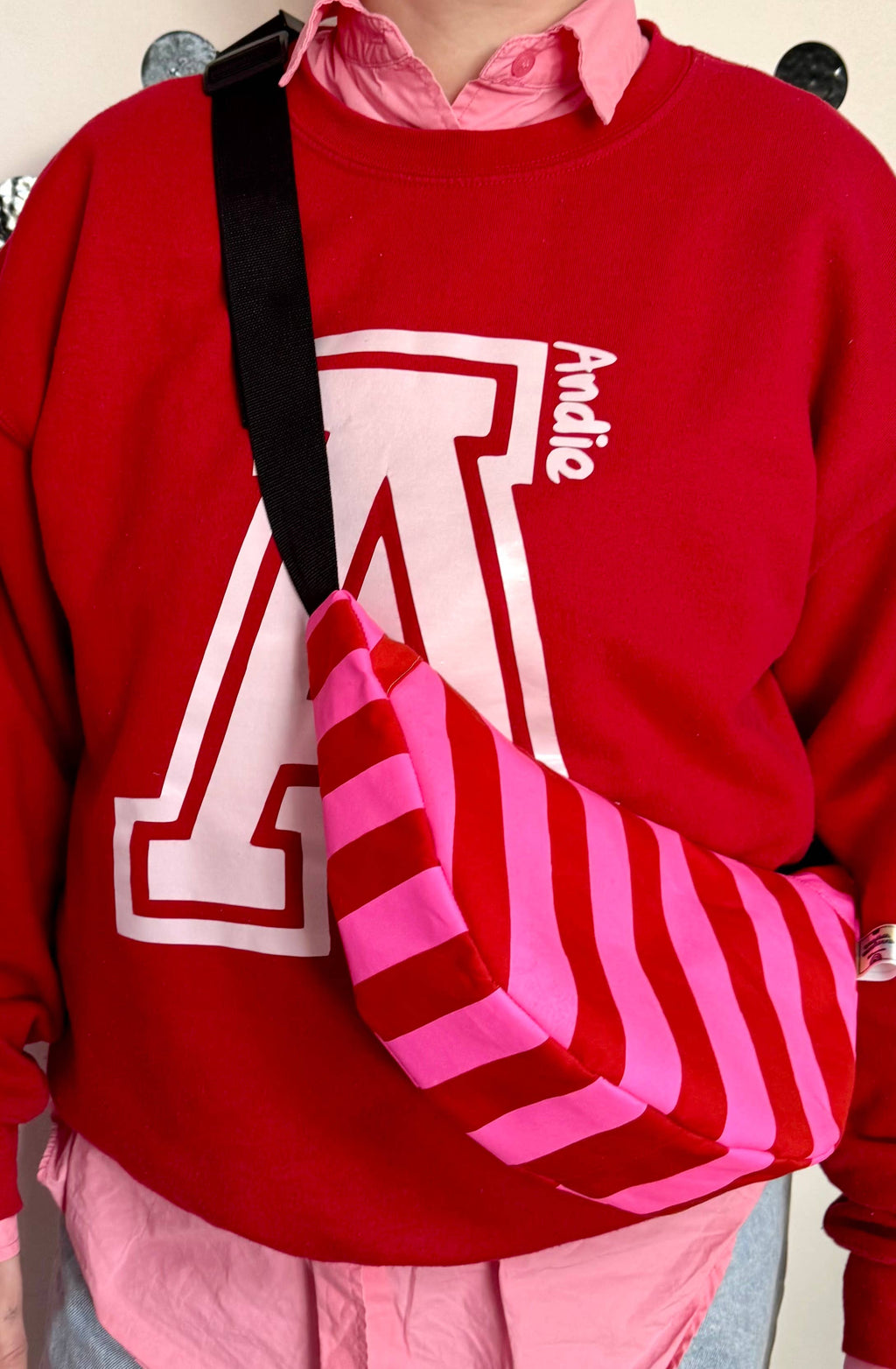 Yolla Studio Pink and Red stripes Bag