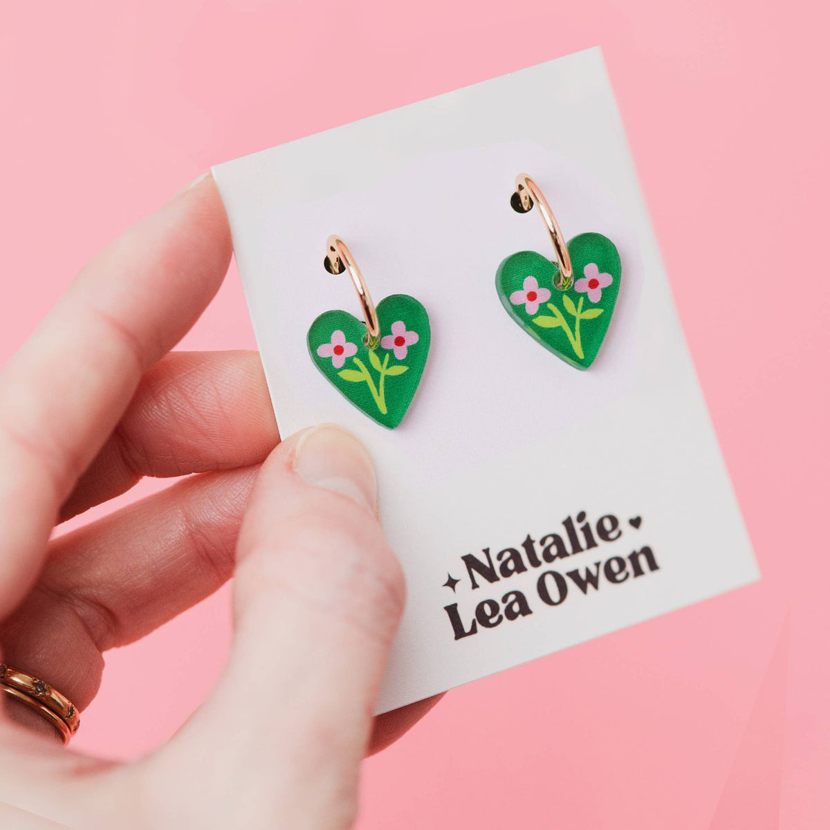 Natalie Lea Owen Green Heart Earring