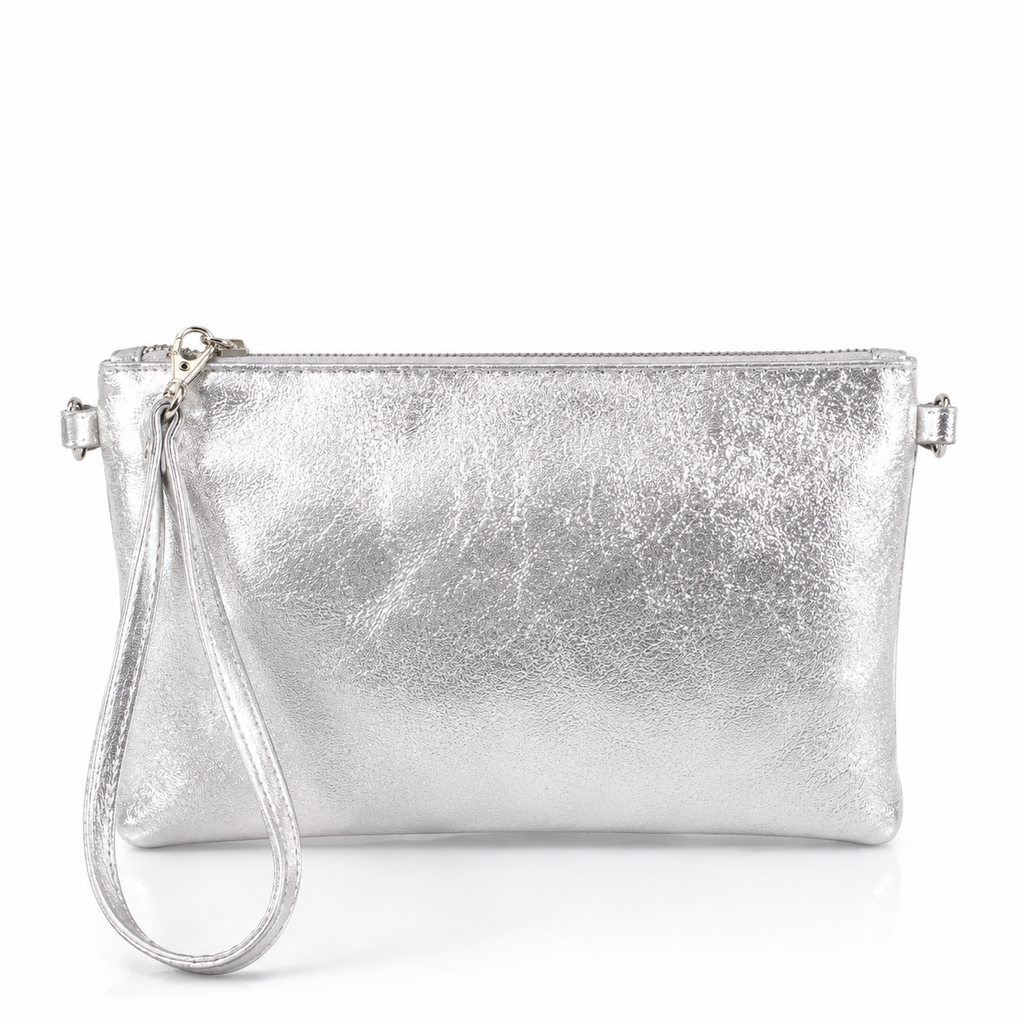 Bronze Italian Metallic Leather Clutch Bag