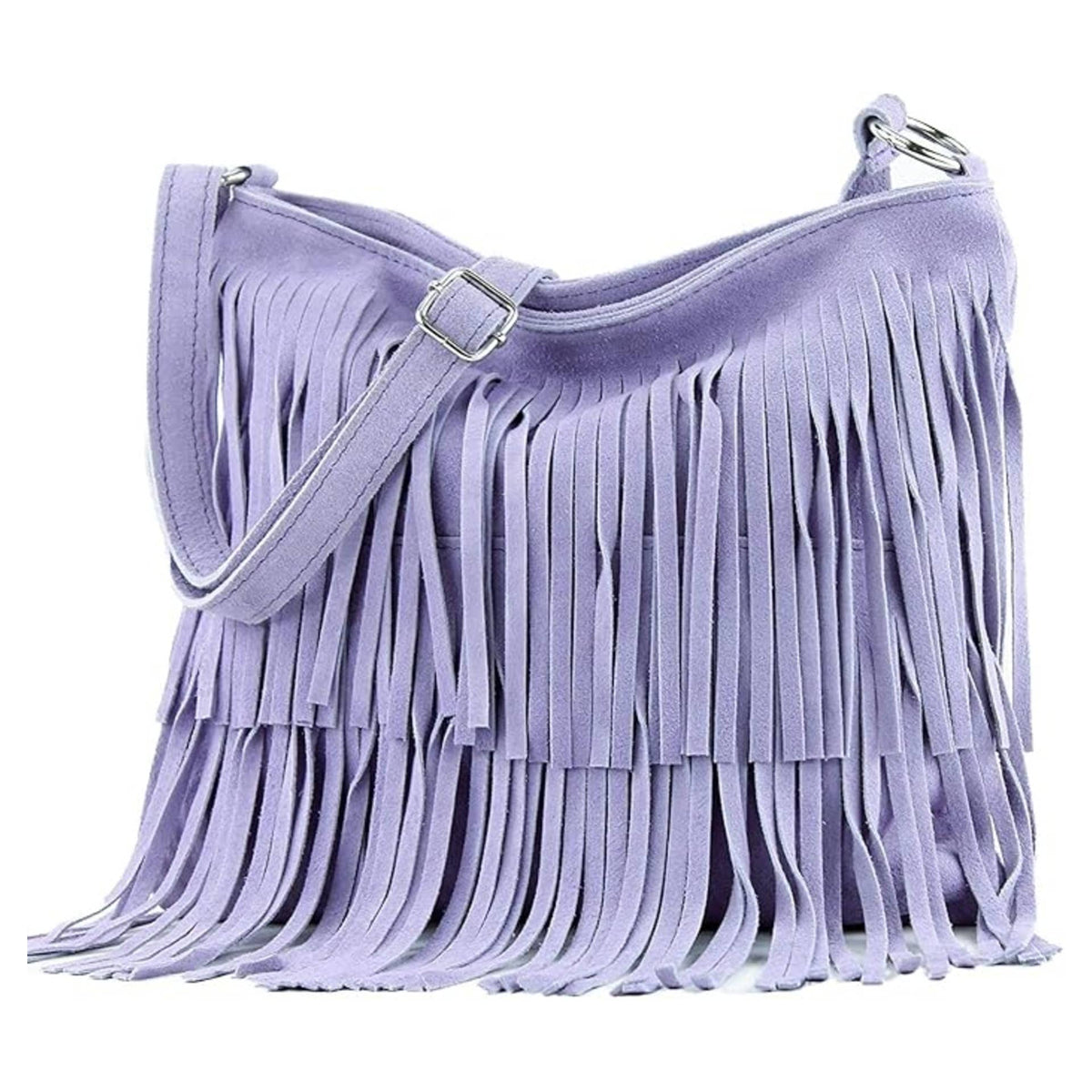 Wine Italian Leather Tassle Crossbody Bag