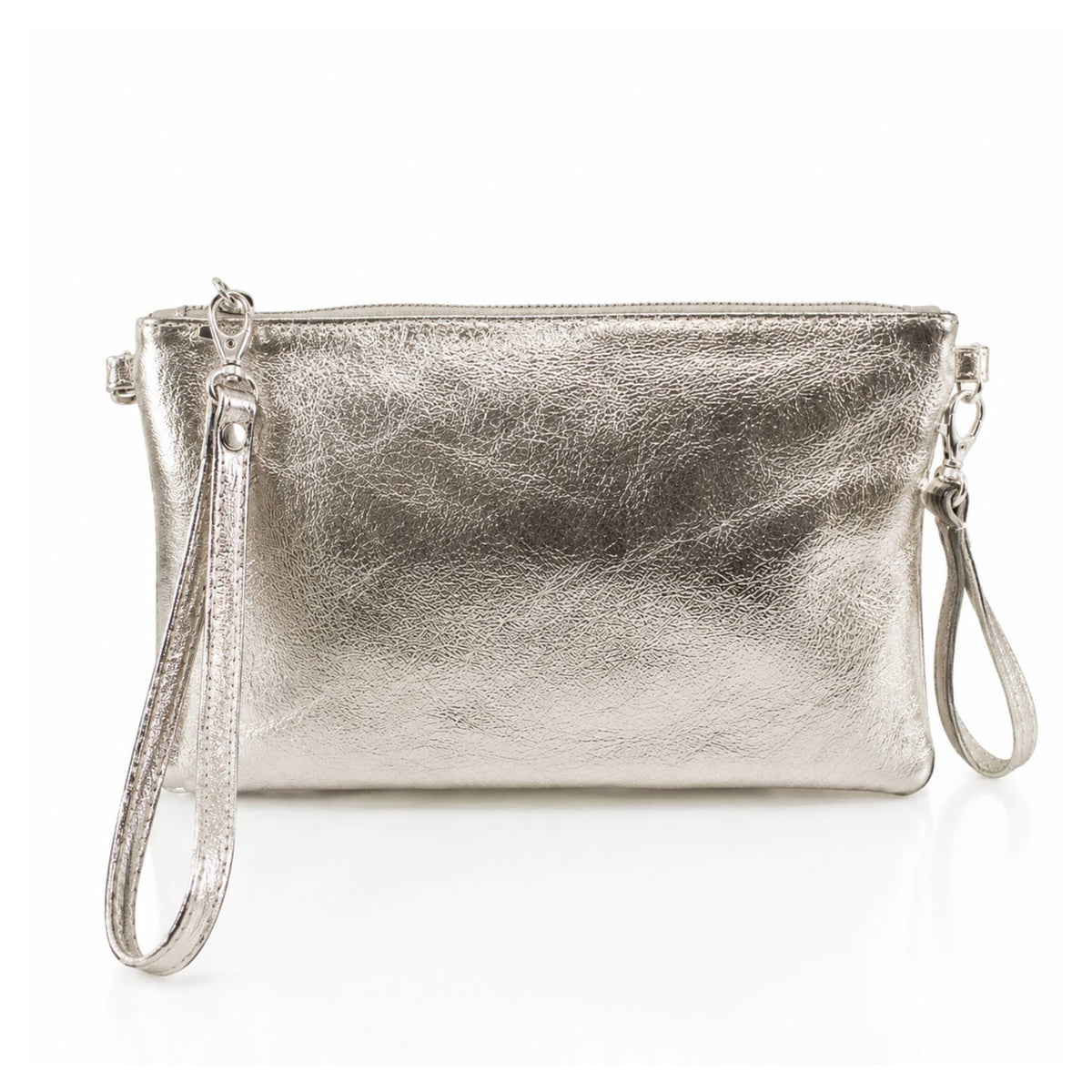 Bronze Italian Metallic Leather Clutch Bag