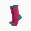Polka Dots Combed Cotton Glitter Socks in Hot Pink: UK 3-7 | EU 36-40 | US 5-9
