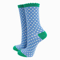 Polka Dot Cotton Glitter Socks in Blue/Green: UK 3-7 | EU 36-40 | US 5-9
