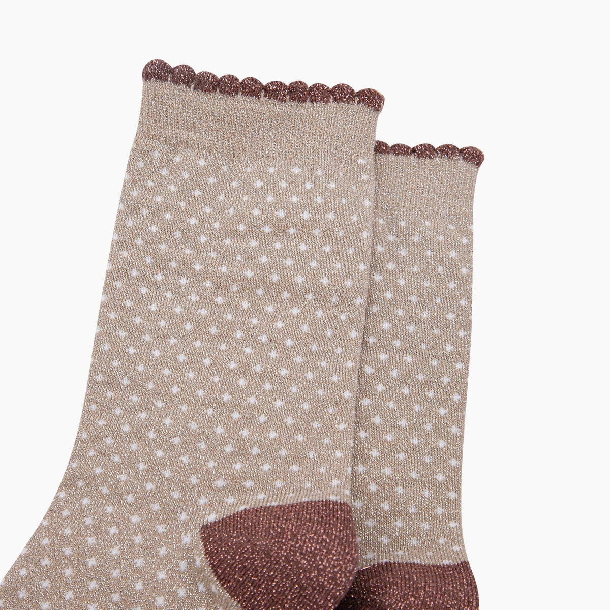 Polka Dots Combed Cotton Glitter Socks in Soft Beige: UK 3-7 | EU 36-40 | US 5-9
