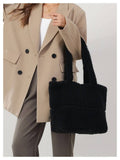 Large Teddy Faux Fur Tote Bag Black