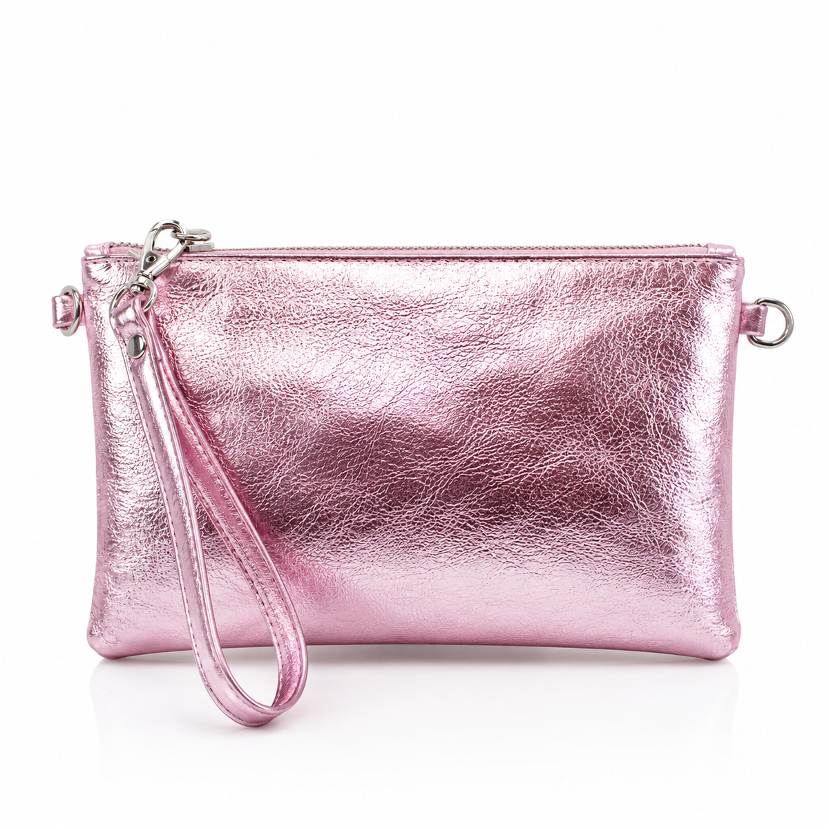 Bronze Italian Metallic Leather Clutch Bag