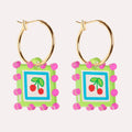 Natalie Lea Owen Square Cherry Hoop Earring