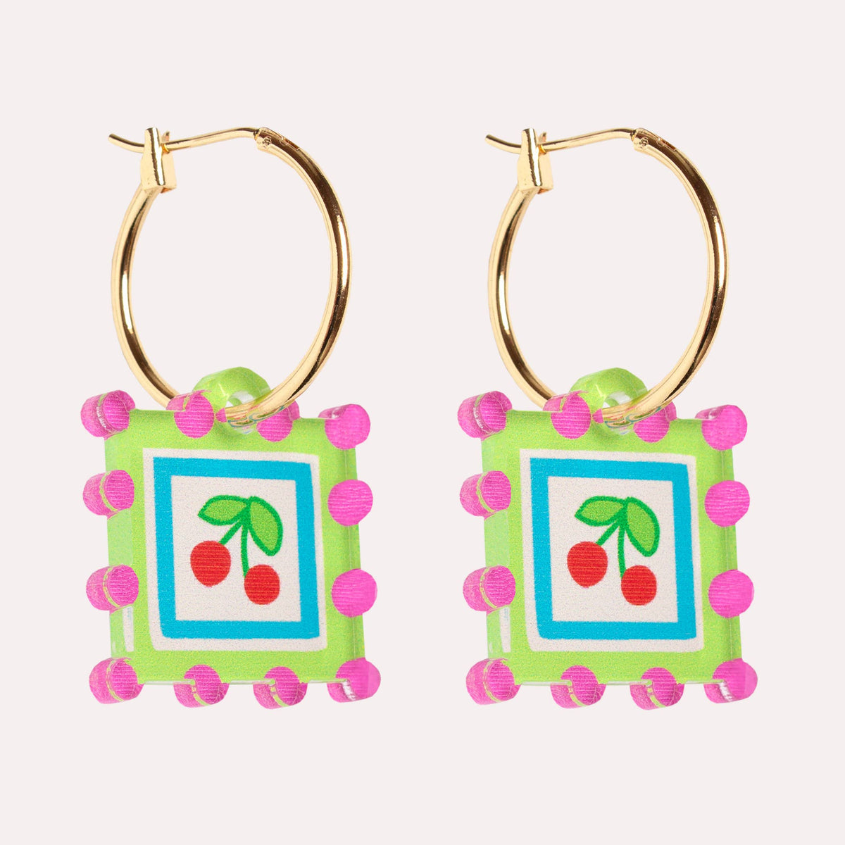 Natalie Lea Owen Square Cherry Hoop Earring