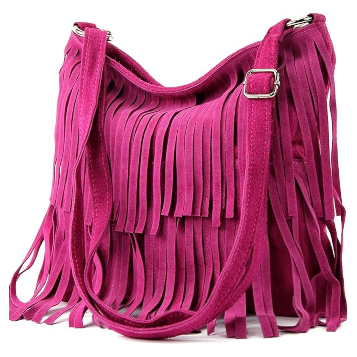 Dark grey Italian Leather Tassle Crossbody Bag