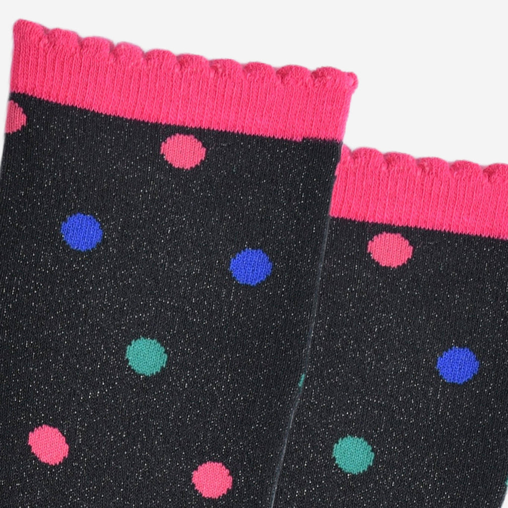 Spotted Cotton Glitter Socks in Black/Multi: UK 3-7 | EU 36-40 | US 5-9