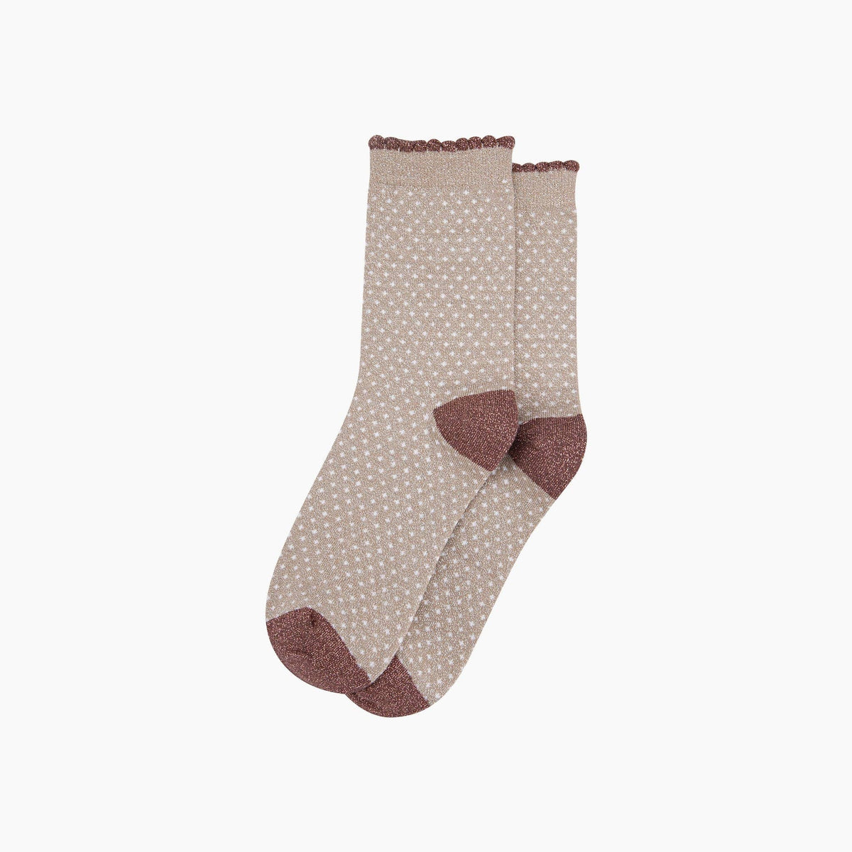 Polka Dots Combed Cotton Glitter Socks in Soft Beige: UK 3-7 | EU 36-40 | US 5-9