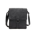 Black PU Vintage-inspired embossed floral crossbody bag