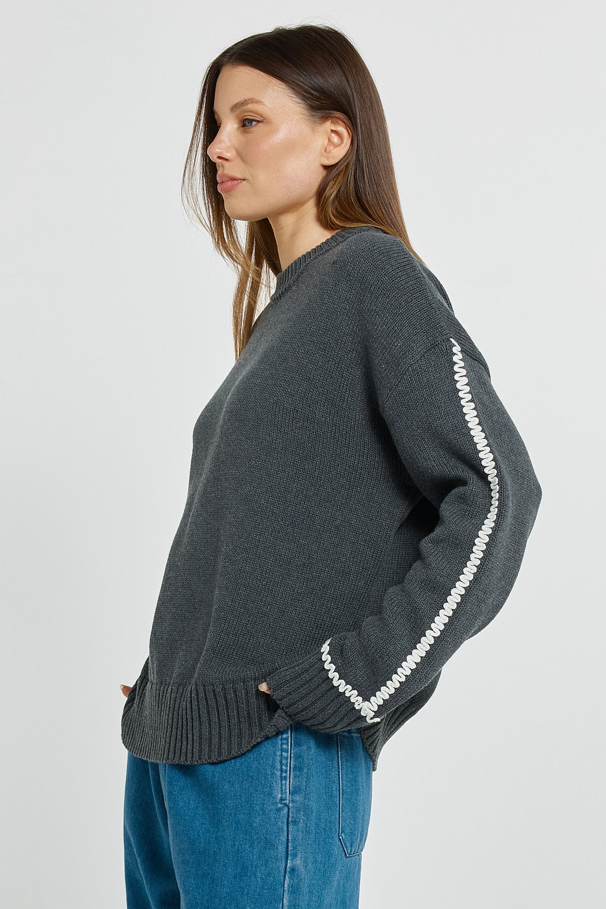 Betty Basics  Contrast Stitch Sweater