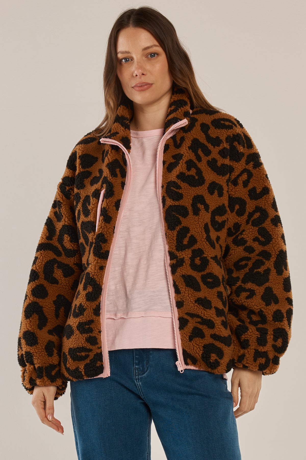 Betty Basics Ani Jayne Fleece Jacket Animal/Pink