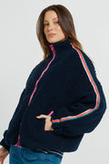 Betty Basics Aubrey Fleece Jacket Navy/Rainbow