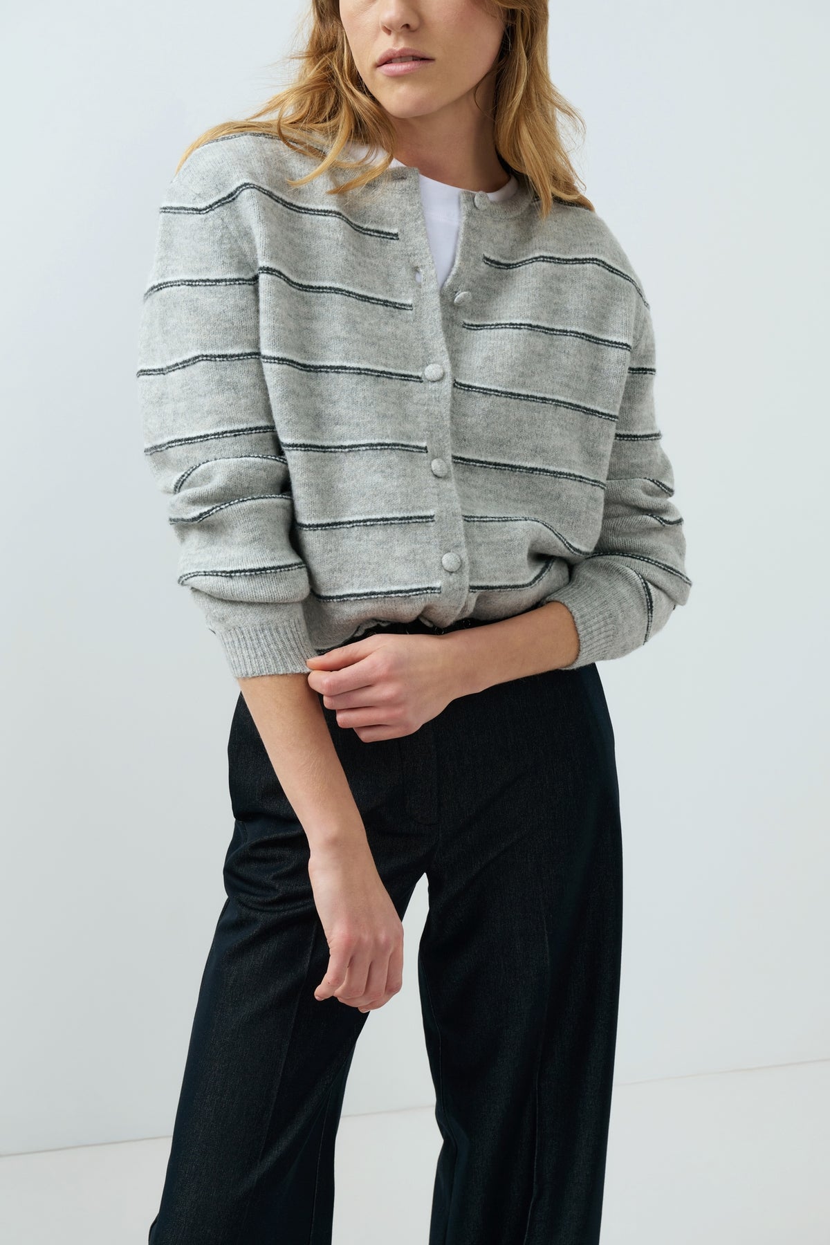 YAYA Medium Grey Knitted Cardigan
