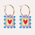 Natalie Lea Owen Square Heart Hoop Earring