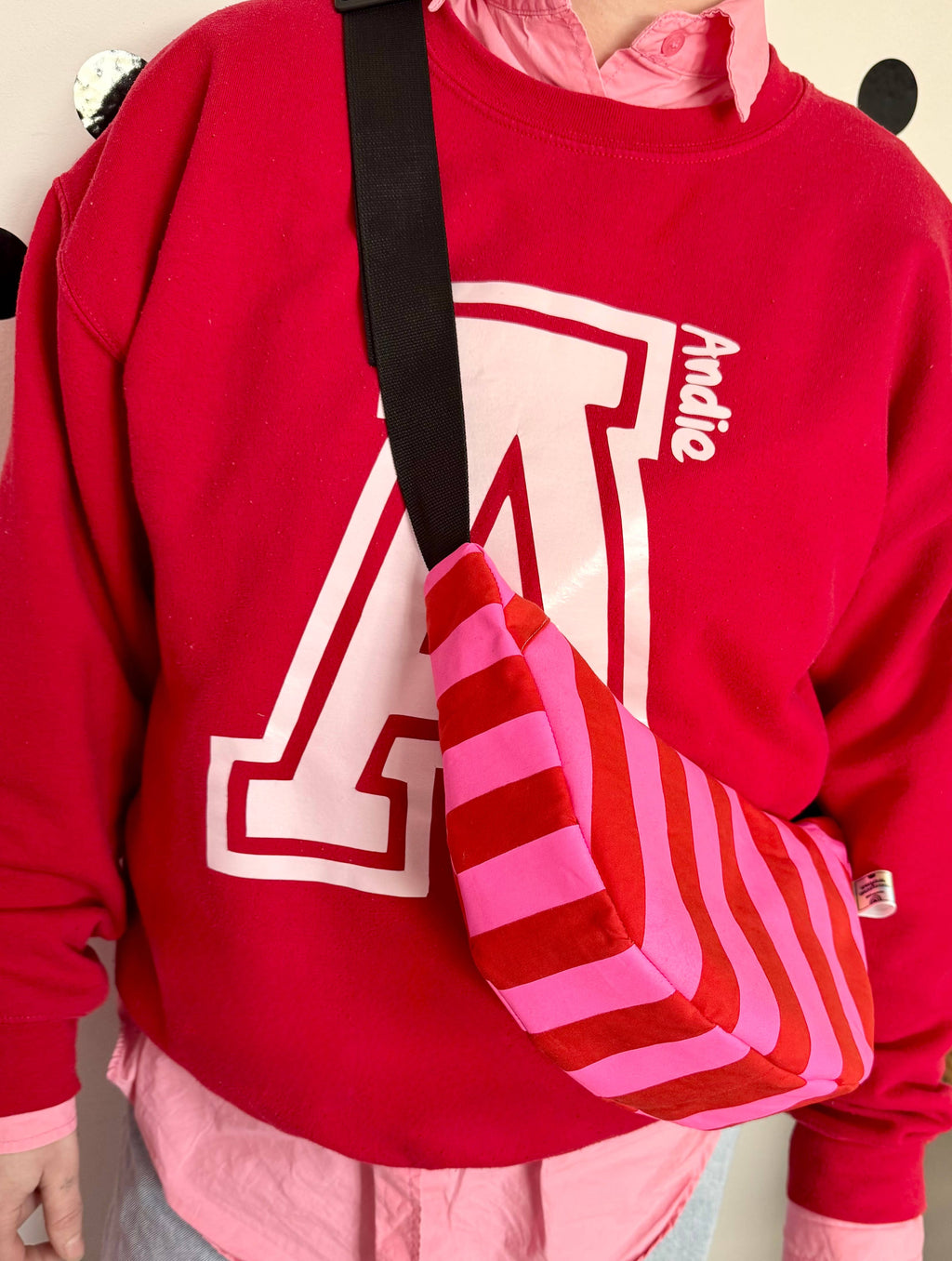 Yolla Studio Pink and Red stripes Bag