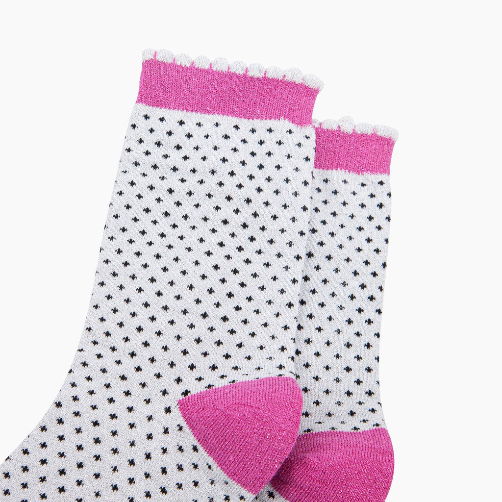 Polka Dots Combed Cotton Glitter Socks in Light grey: UK 3-7 | EU 36-40 | US 5-9