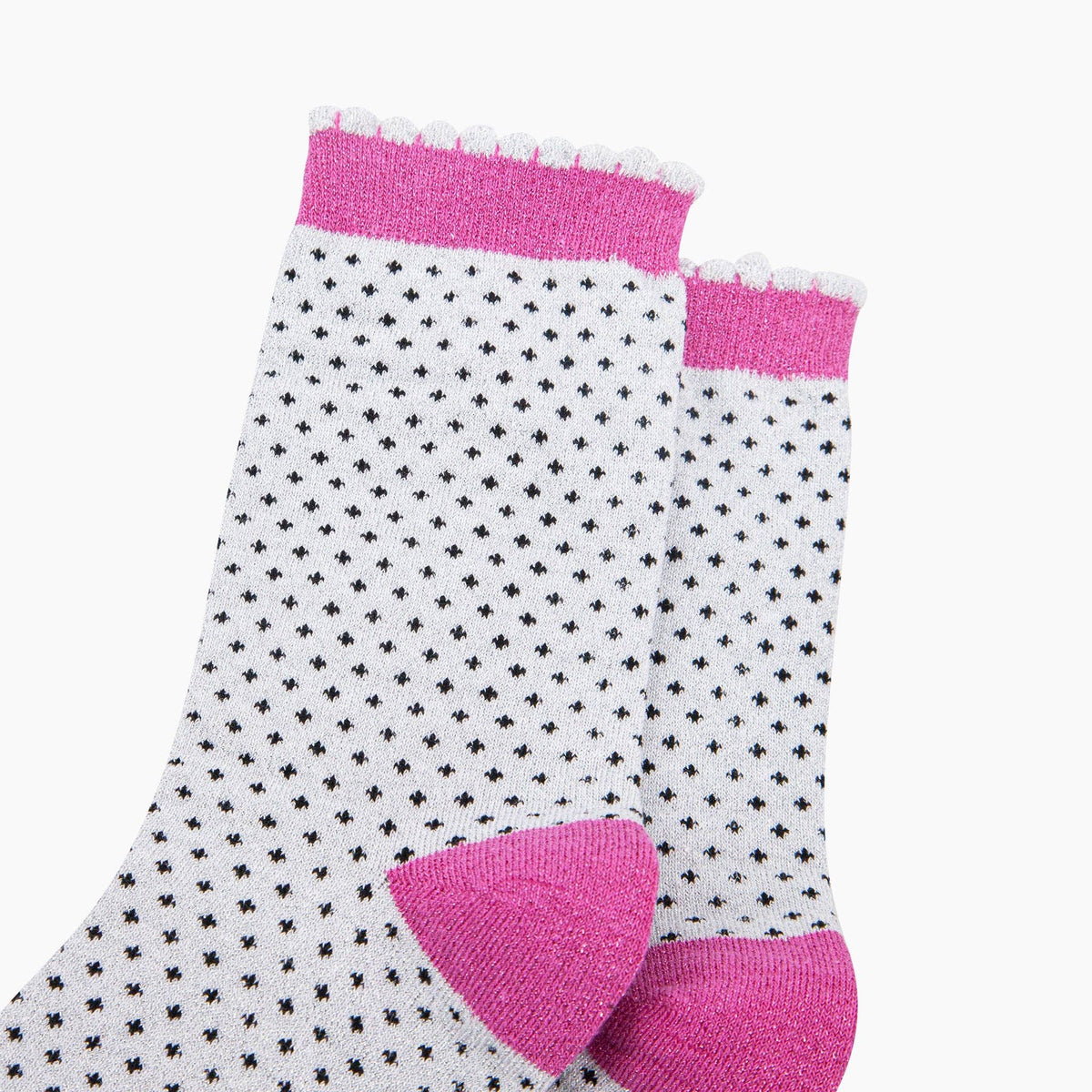 Polka Dots Combed Cotton Glitter Socks in Light grey: UK 3-7 | EU 36-40 | US 5-9