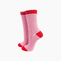 Polka Dot Cotton Glitter Socks in Pink/Red: UK 3-7 | EU 36-40 | US 5-9