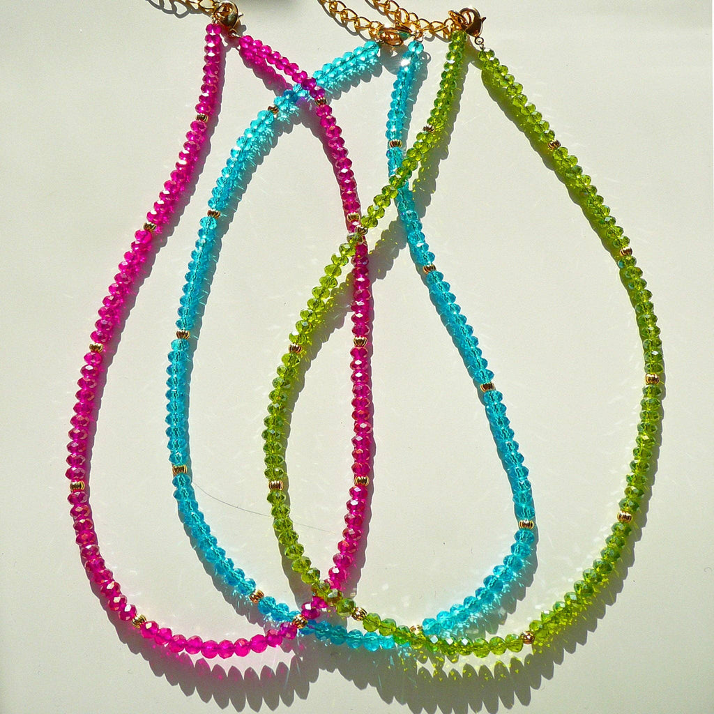 Small Crystal Necklace: Fuchsia